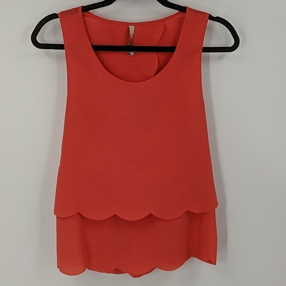 PAPER CRANES Scalloped Open Back Top Shirt